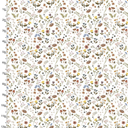 Tissu 3 Vœux - Forêt Cosy - Promenade Nature - Blanc