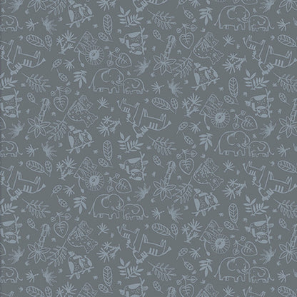 3 Wishes Fabric - Sweet Savanna - Tonal Outline - Gray