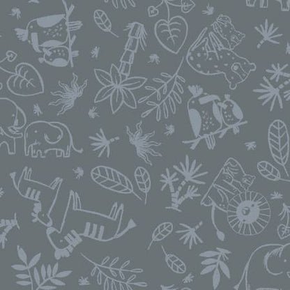 3 Wishes Fabric - Sweet Savanna - Tonal Outline - Gray