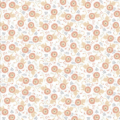 3 Wishes Fabric - Sweet Savanna - Lion Pride - White