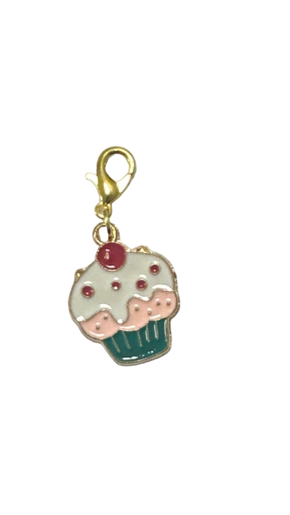 Stitch Marker / Zipper pull - Charm - Cupcake with frosting and cherry on top
