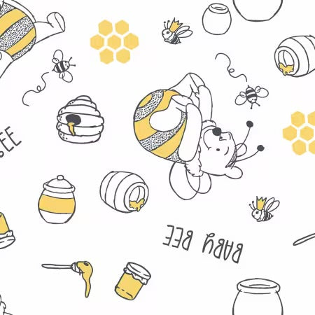 Springs Creative - Winnie the Pooh  -Pooh - Baby Bee   - Priced per half metre
