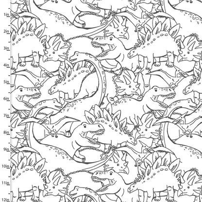 Flannel - 3 Wishes - Totally Roarsome Flannel by Josh Rey Collection  - Outlines  - White - Priced by the Half Metre
