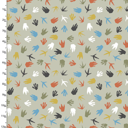 Flanelle - 3 souhaits - Flanelle totalement rugissante par Josh Rey Collection - Dino Tracks - Vert - Prix au demi-mètre