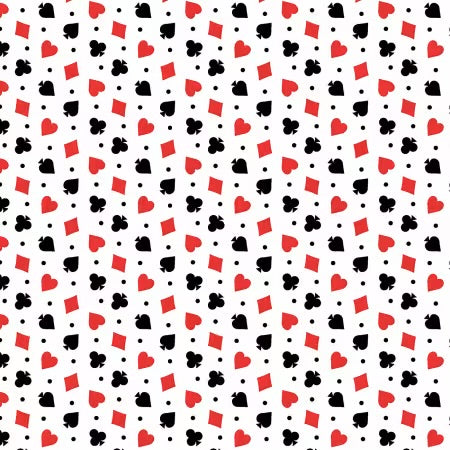 Benartex - Let’s play - Card Suits - White - priced by the half metre