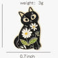 Enamel Pin  - Floral Black Cat