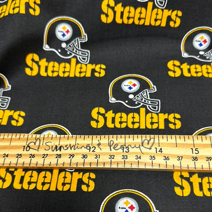 Last cut 29.5" x width of fabric - NFL Teams - Pittsburgh Steelers Quilting Cotton - Black