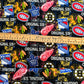 NHL Hockey - Original Six Distressed Tossed Logo Allover Cotton - Per Half Metre