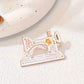 Enamel Sewing Machine Brooch / Pin - white and gold with Floral