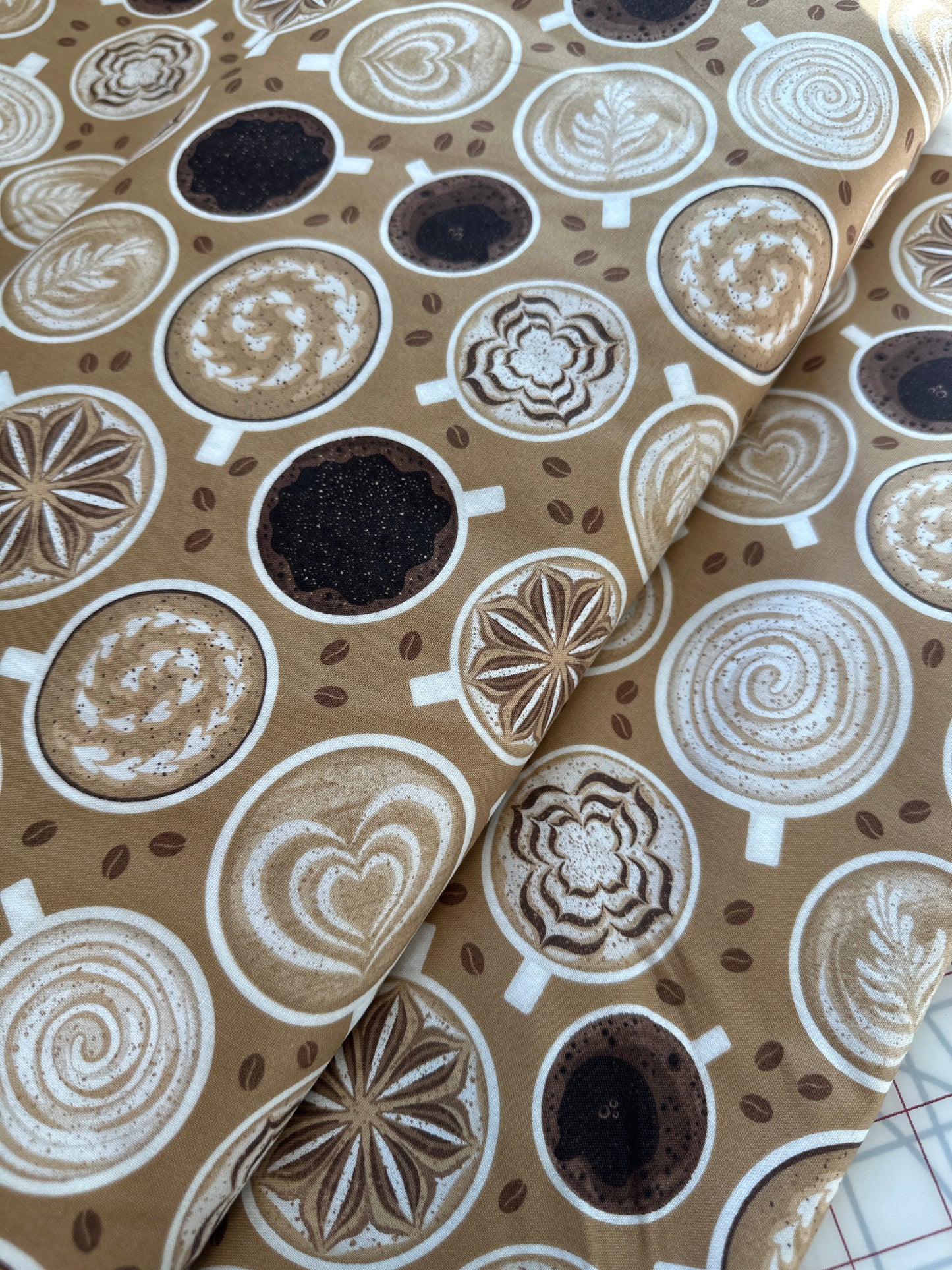 Coffee Art Allover - Latte by Wilmington Prints part of the Coffee Life Collection by Jennifer Pugh -  Priced per half metre