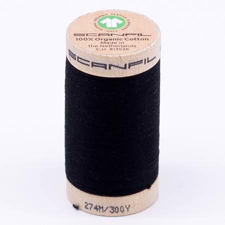 Scanfil Organic Cotton Thread - 30wt Solid - 300yd Jet Black