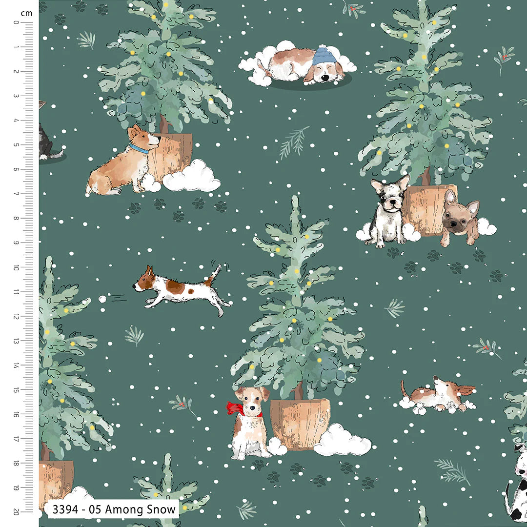 The Craft Cotton Company - Man's Best Friend Collection - Among Snow - Green