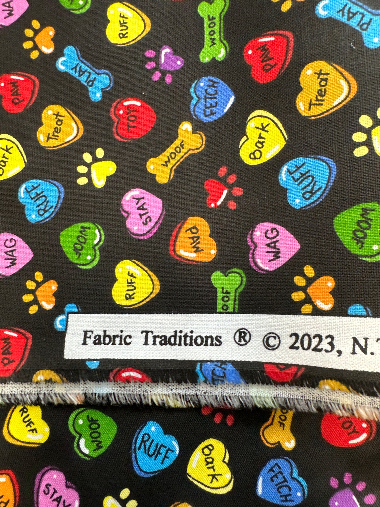 Fabric Traditions Brand - Dog Love - Multi - Priced per Half Metre