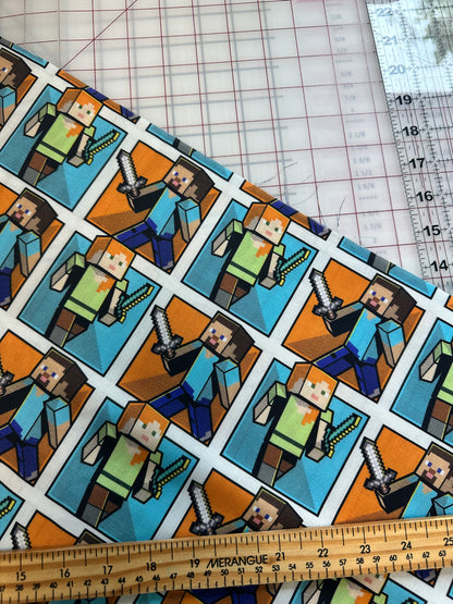 Springs Creative - Minecraft - Steve and Alex Grid - Priced per half metre