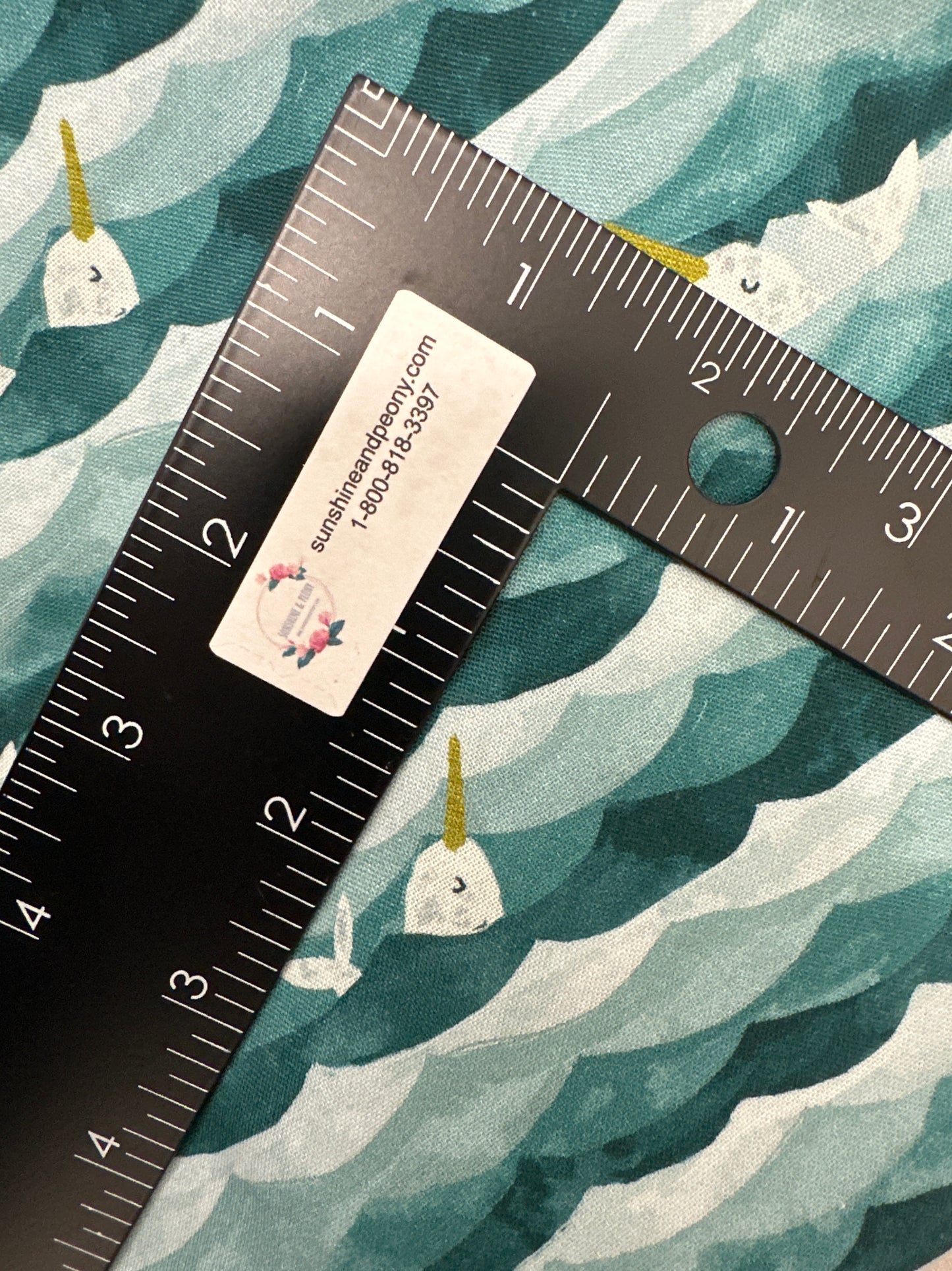 Last 17” x width of fabric Dear Stella  -  La Mer Collection - Narwals - Multi