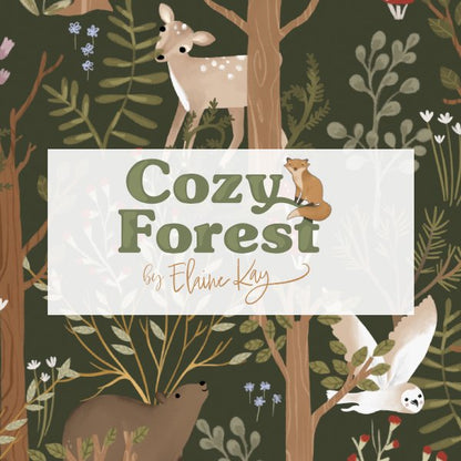 Tissu 3 Vœux - Forêt Cosy - Promenade Nature - Blanc