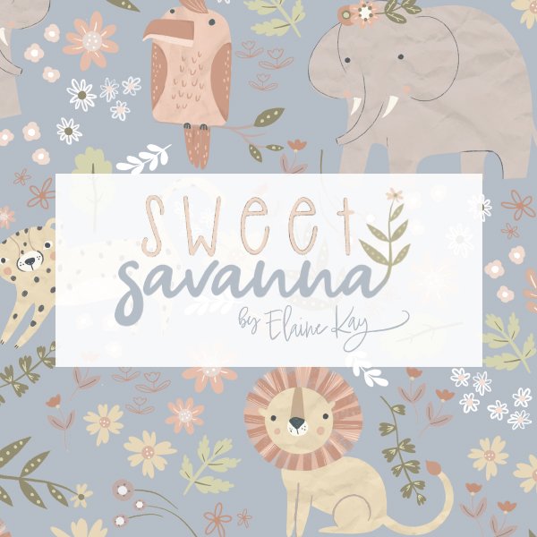 3 Wishes Fabric - Sweet Savanna - Animal Smiles - Coral