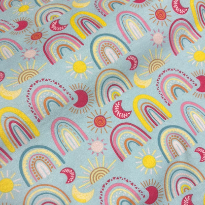 Flannel - 3 Wishes - Friendship Forest - Rainbows and Sunshine - Turquoise