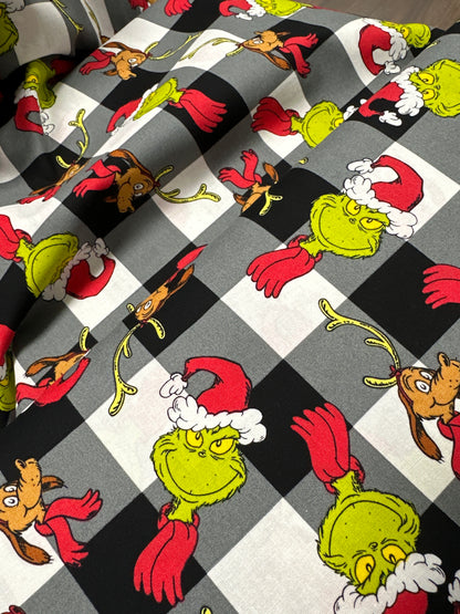 Robert Kaufman - Dr. Seuss - Christmas - How the Grinch Stole Christmas -  Black Plaid