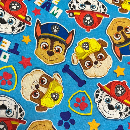 Last cut from bolt - 17" x width of fabric - Paw Patrol - One Team - Blue