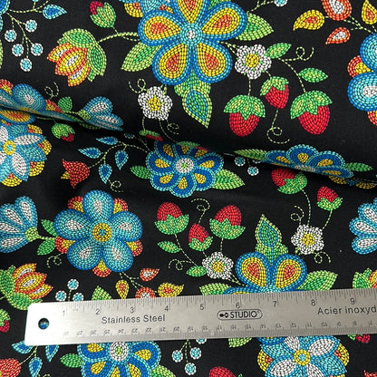 Canvas - Beaded Strawberry - Tucson Canvas by Elizabeth Studios Collection -  Black