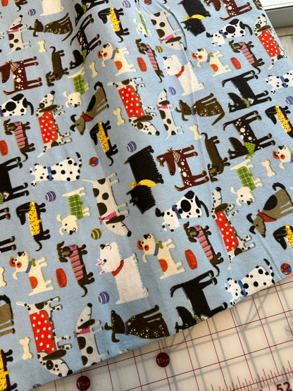 Back in stock - Flannel - Blue - Dogs Comfy Flannel - Priced per half metre