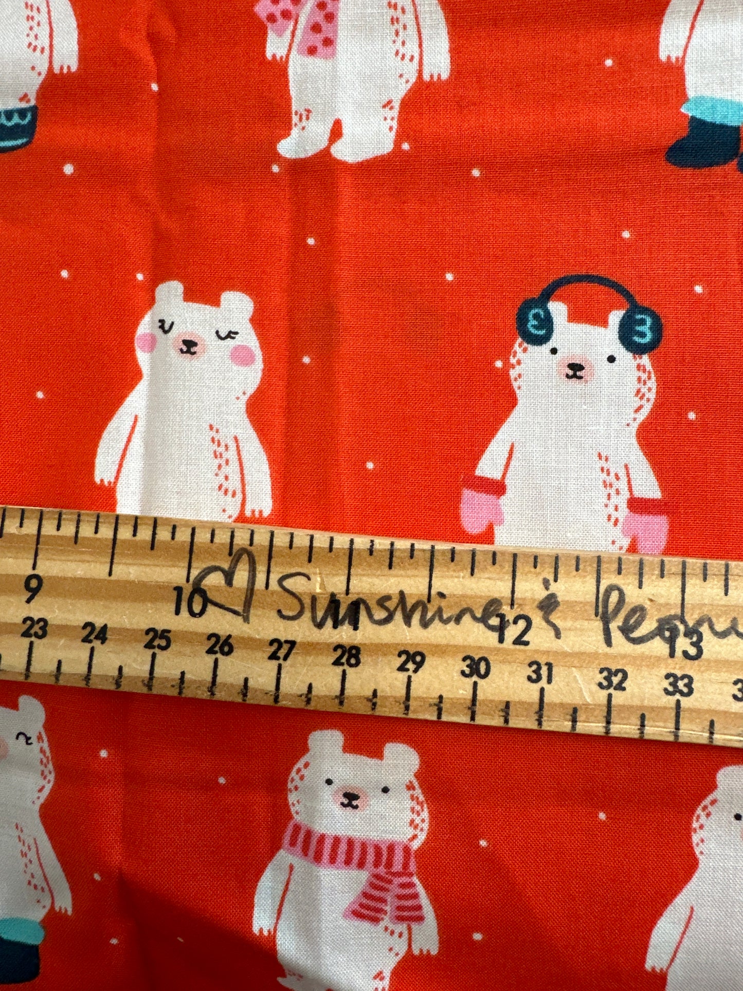 Last cut from bolt approx. 20” x width of fabric Ruby Star Society -  Flurry - Cute Winter Bears - Ruby