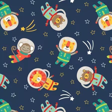 David Textiles -  Space Kids Blue Flannel - Priced per half metre