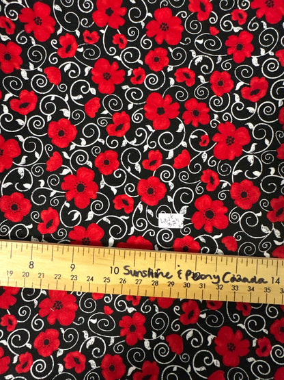Last cut from bolt - last 32” x width of fabric  - Timeless Treasures - You Make my Heart Happy - Happy Flowers in Black