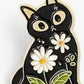 Épingle en émail - Chat noir floral