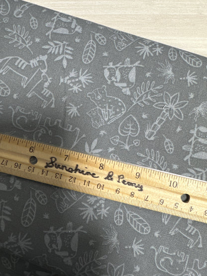 3 Wishes Fabric - Sweet Savanna - Tonal Outline - Gray