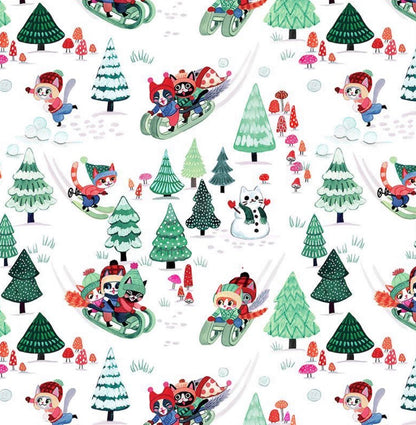 Dear Stella - Whisker's Wonderland - Snow - Miriam Bos Collection - New for 2026 - Sold by the half metre