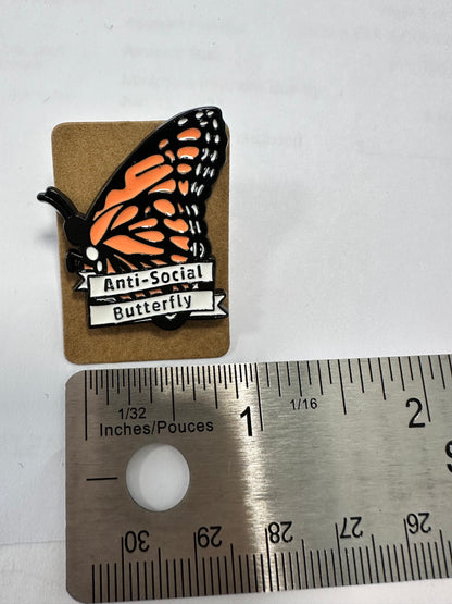 Enamel Pin  - Anti-Social Butterfly