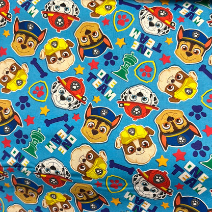 Last cut from bolt - 17" x width of fabric - Paw Patrol - One Team - Blue