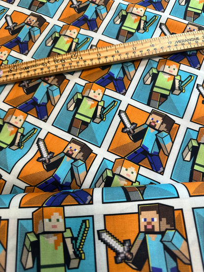 Springs Creative - Minecraft - Steve and Alex Grid - Priced per half metre
