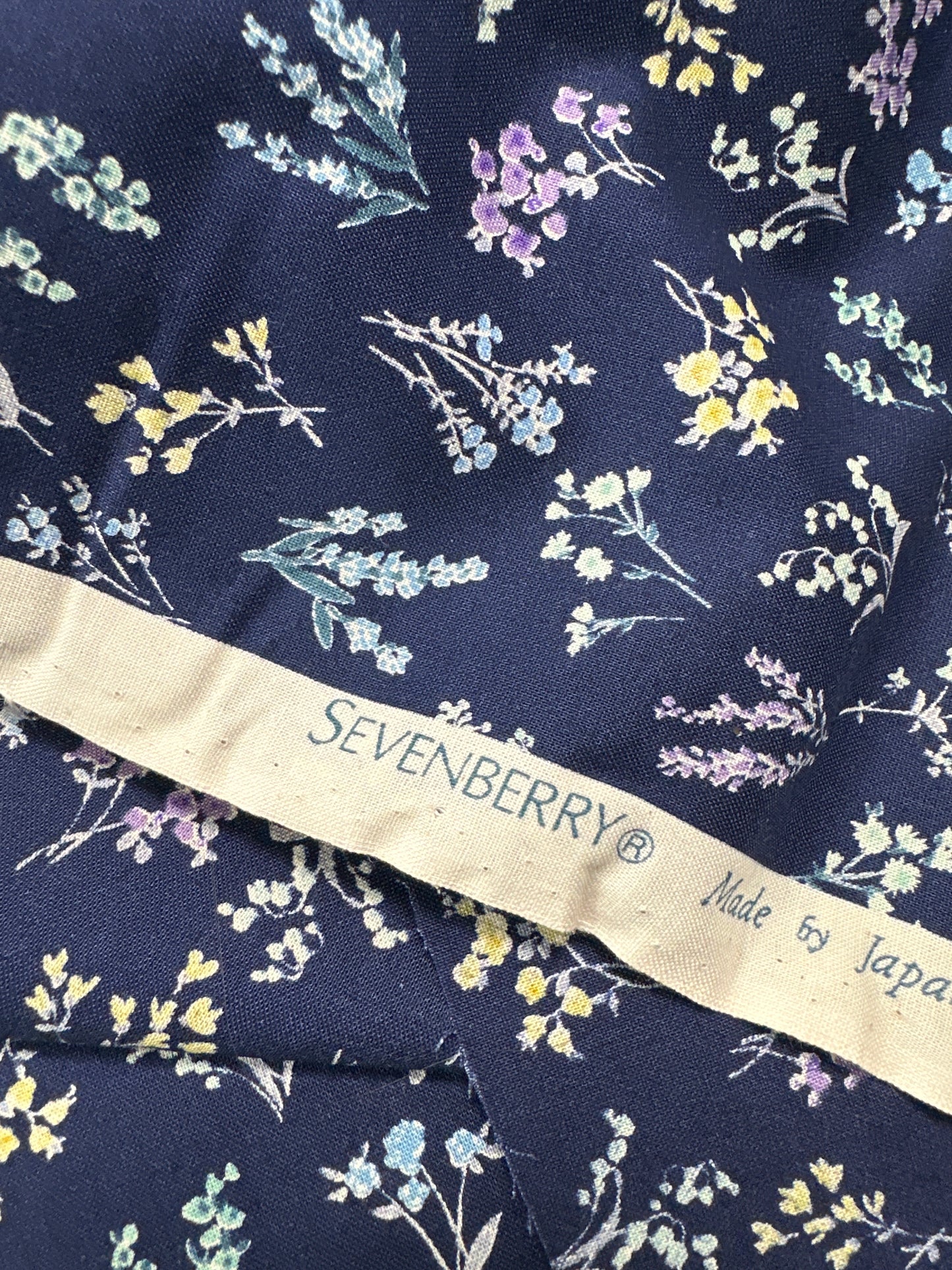 Robert Kaufman - Ki-Mama by Sevenberry - Floral - on Navy - Priced per Half Metre