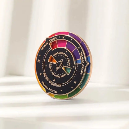 Color Wheel Enamel Pin - Black/Gold