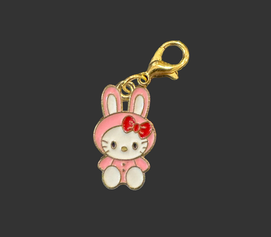 Stitch Marker/Zipper Pull - Charm - Cute Kitty in a bunny costume