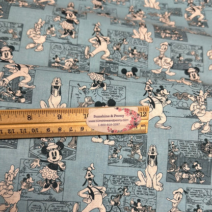 Last cut from bolt - Approx 19" x Width of fabric -   Springs Creative - Disney - Sensational Six - Comic Strip - Blue