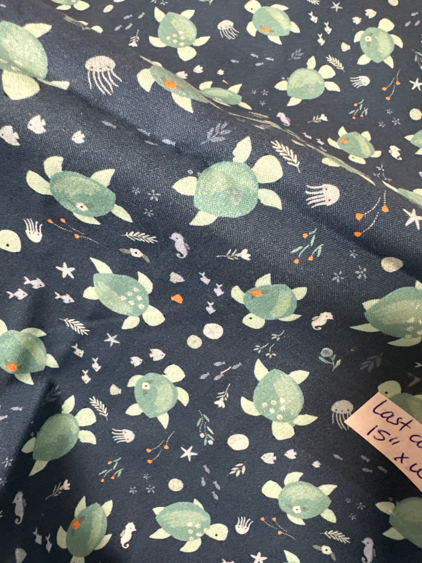 Last 15” x width of fabric - Dear Stella  - Shell We Dance - Turtle Time - Hydro