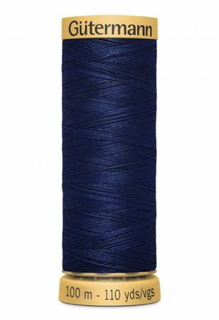 GÜTERMANN - 100% Cotton Thread - Thread Weight: 50 wt - Midnight Blue - 100 M