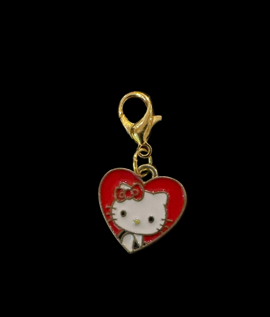 Stich Marker/Zipper Pull - Charm - Cute Kitty in a red heart
