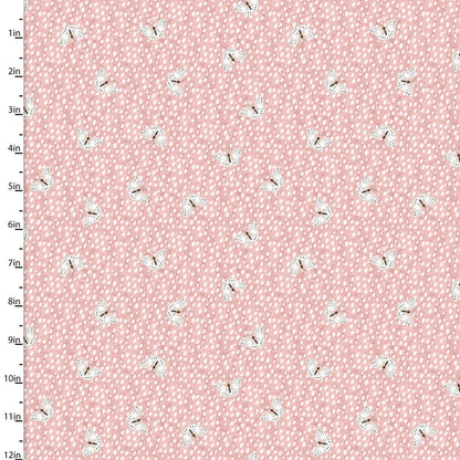 Last cut from bolt - full metre - Flannel - 3 Wishes - Baby In Bloom Flannel by Jo Taylor Collection - Pink Fluttering Fawn
