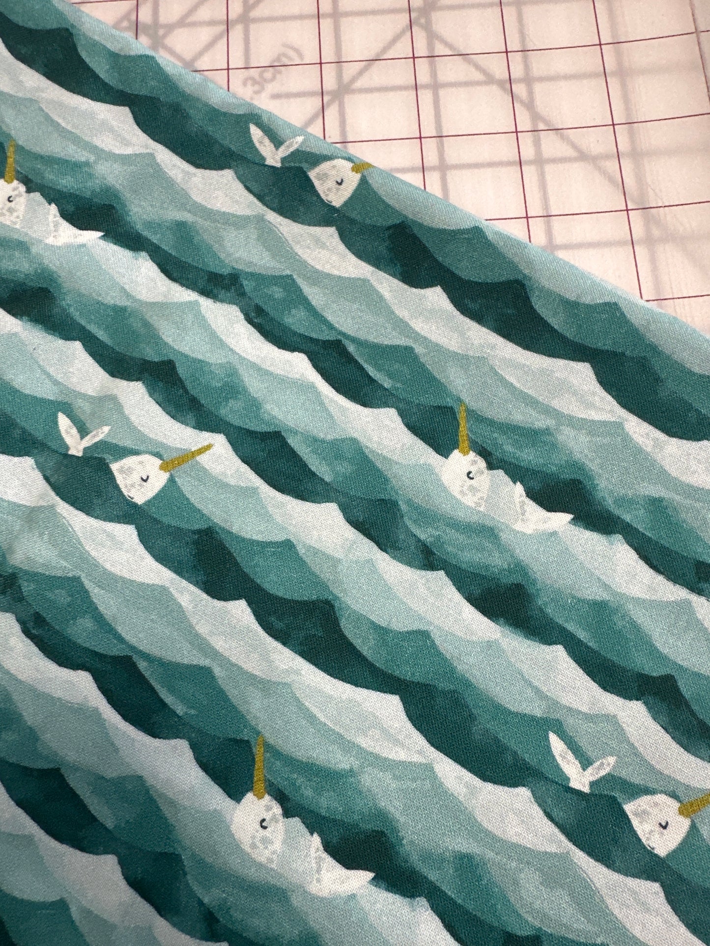 Last 17” x width of fabric Dear Stella  -  La Mer Collection - Narwals - Multi