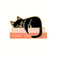 Enamel Pin  - Black Cat sleeping on Books