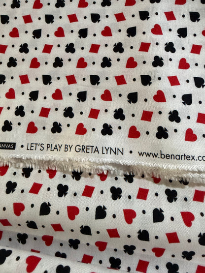 Benartex - Let’s play - Card Suits - White - priced by the half metre