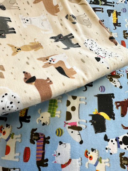 Back in stock - Flannel - Blue - Dogs Comfy Flannel - Priced per half metre
