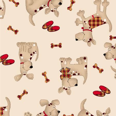 Flannel - Dog with Scarf - Cream