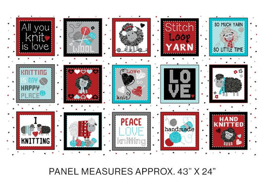 Panel - All You Knit Is Love - Love to Knit Boxes - By Benartex with Kanvas Studio