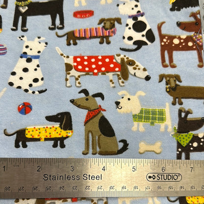 Back in stock - Flannel - Blue - Dogs Comfy Flannel - Priced per half metre